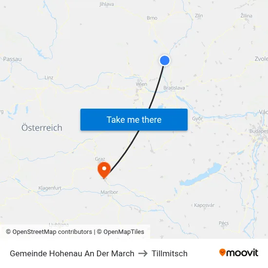 Gemeinde Hohenau An Der March to Tillmitsch map