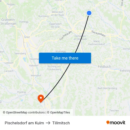 Pischelsdorf am Kulm to Tillmitsch map