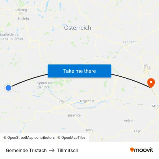 Gemeinde Tristach to Tillmitsch map