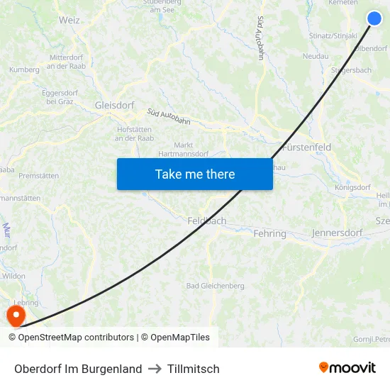 Oberdorf Im Burgenland to Tillmitsch map