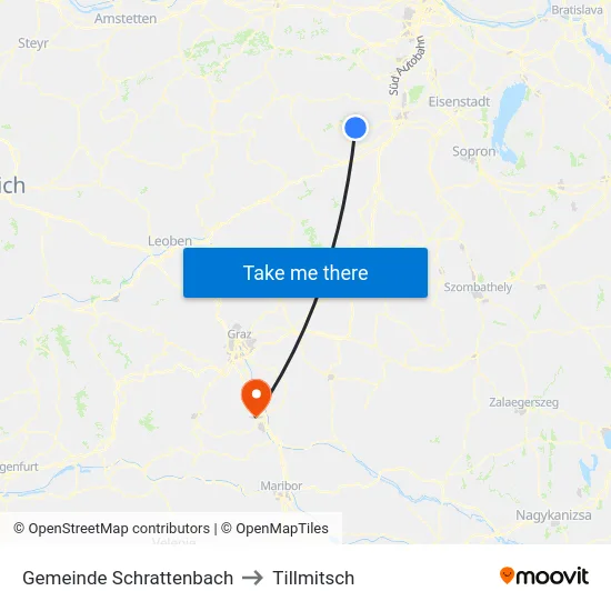 Gemeinde Schrattenbach to Tillmitsch map