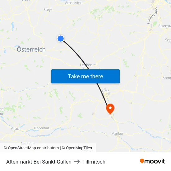 Altenmarkt Bei Sankt Gallen to Tillmitsch map