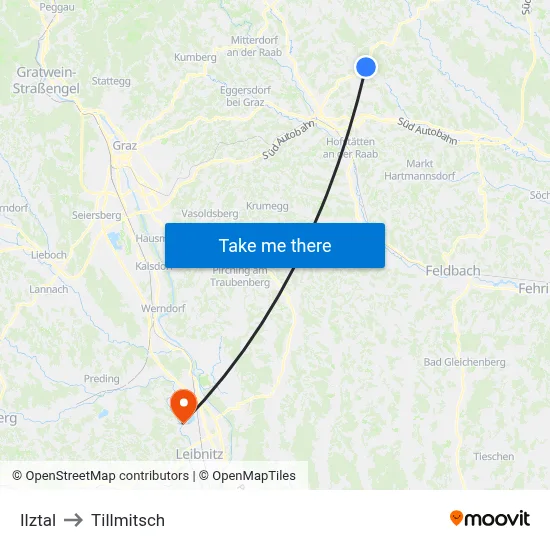 Ilztal to Tillmitsch map