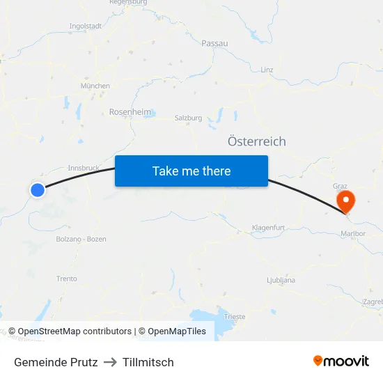 Gemeinde Prutz to Tillmitsch map