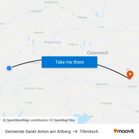 Gemeinde Sankt Anton am Arlberg to Tillmitsch map