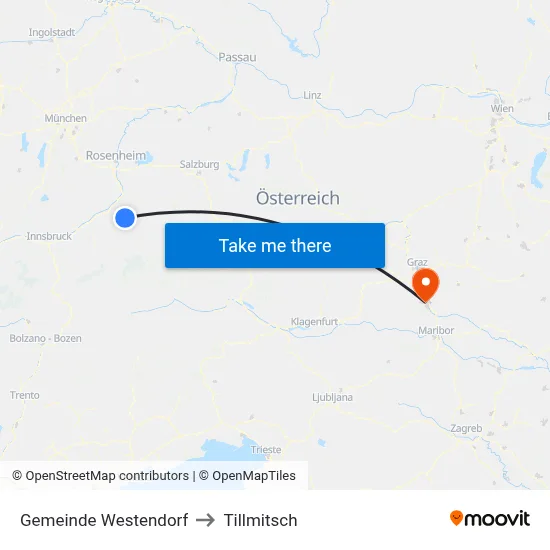 Gemeinde Westendorf to Tillmitsch map