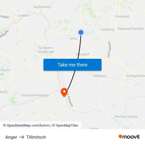 Anger to Tillmitsch map