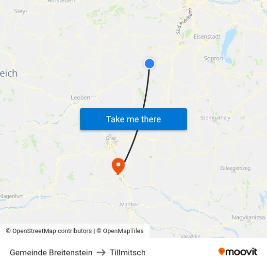 Gemeinde Breitenstein to Tillmitsch map