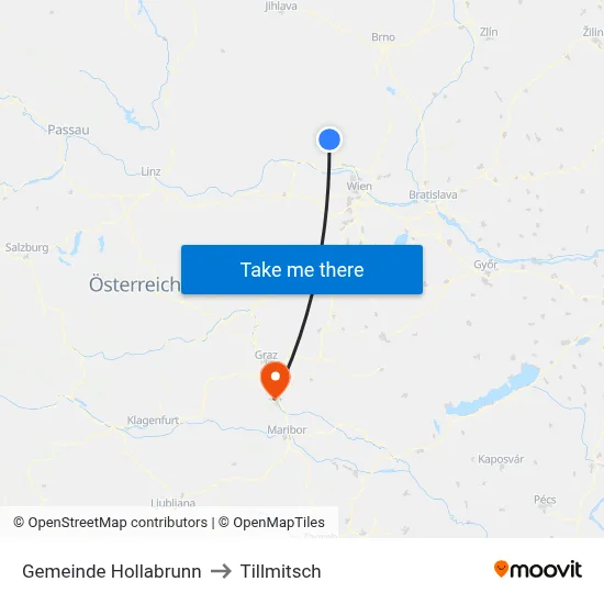 Gemeinde Hollabrunn to Tillmitsch map
