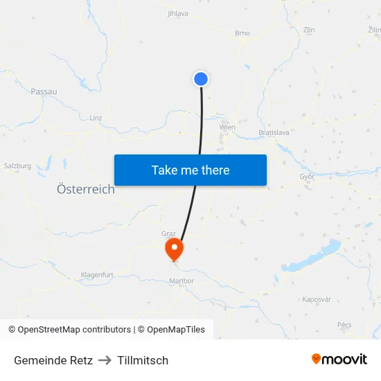 Gemeinde Retz to Tillmitsch map