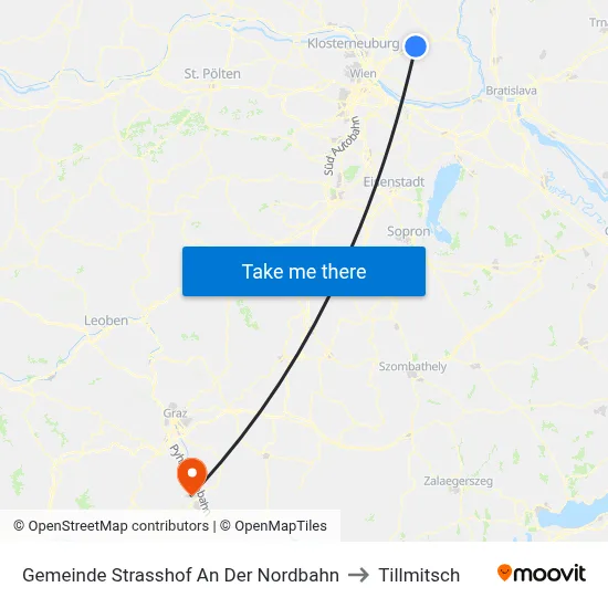 Gemeinde Strasshof An Der Nordbahn to Tillmitsch map