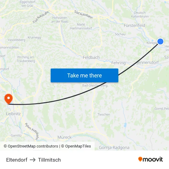 Eltendorf to Tillmitsch map