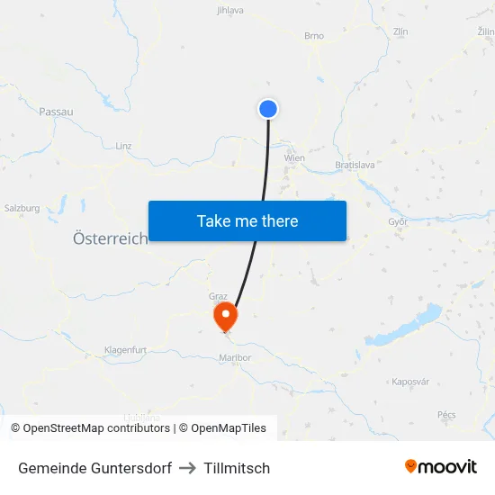 Gemeinde Guntersdorf to Tillmitsch map