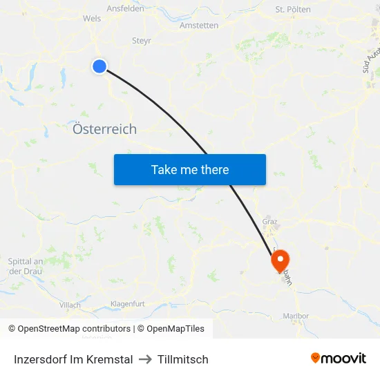 Inzersdorf Im Kremstal to Tillmitsch map
