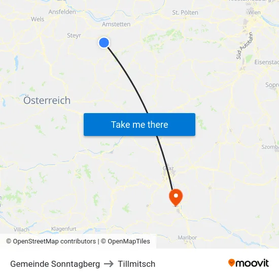 Gemeinde Sonntagberg to Tillmitsch map