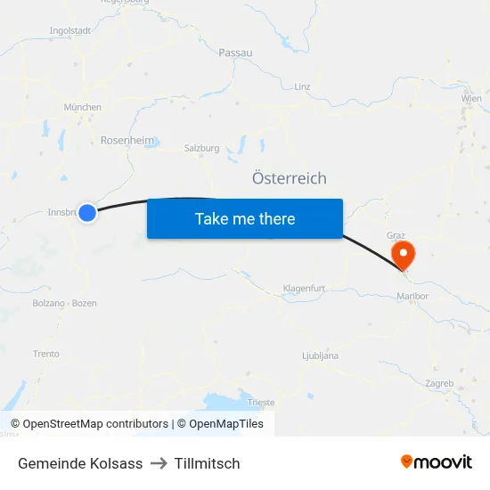 Gemeinde Kolsass to Tillmitsch map