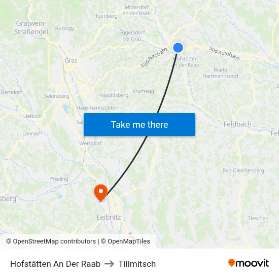 Hofstätten An Der Raab to Tillmitsch map