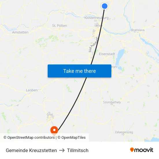 Gemeinde Kreuzstetten to Tillmitsch map
