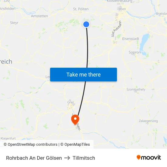 Rohrbach An Der Gölsen to Tillmitsch map