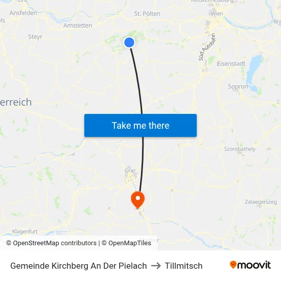 Gemeinde Kirchberg An Der Pielach to Tillmitsch map