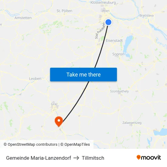Gemeinde Maria-Lanzendorf to Tillmitsch map