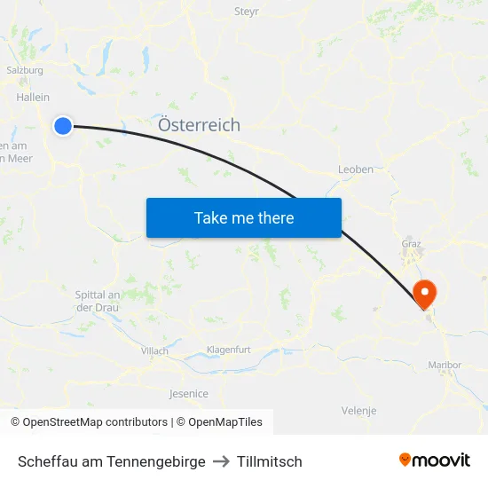 Scheffau am Tennengebirge to Tillmitsch map