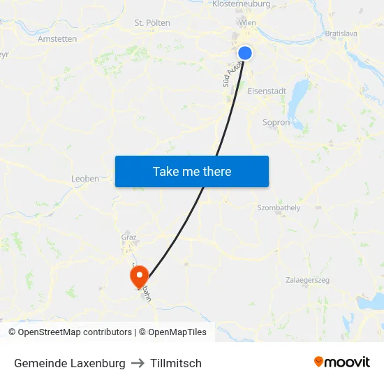 Gemeinde Laxenburg to Tillmitsch map