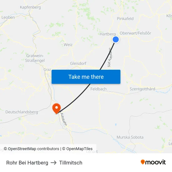 Rohr Bei Hartberg to Tillmitsch map