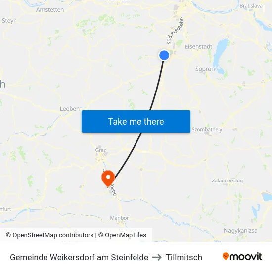 Gemeinde Weikersdorf am Steinfelde to Tillmitsch map