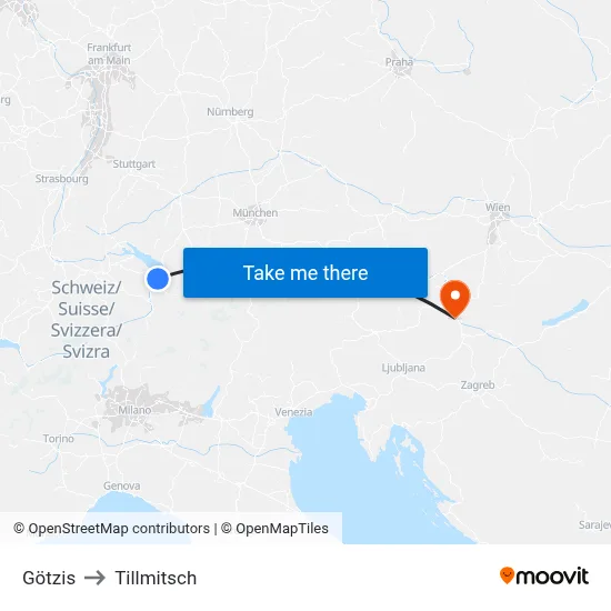 Götzis to Tillmitsch map