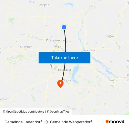 Gemeinde Ladendorf to Gemeinde Weppersdorf map