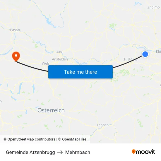 Gemeinde Atzenbrugg to Mehrnbach map