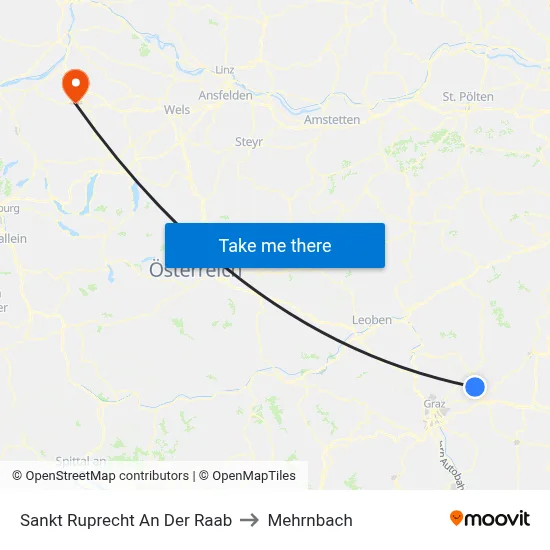 Sankt Ruprecht An Der Raab to Mehrnbach map