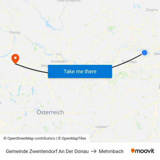 Gemeinde Zwentendorf An Der Donau to Mehrnbach map