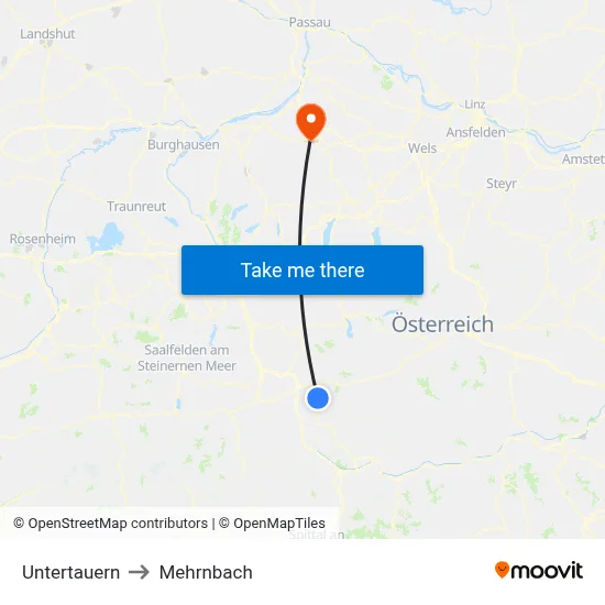 Untertauern to Mehrnbach map