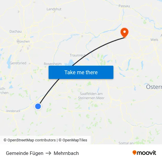 Gemeinde Fügen to Mehrnbach map