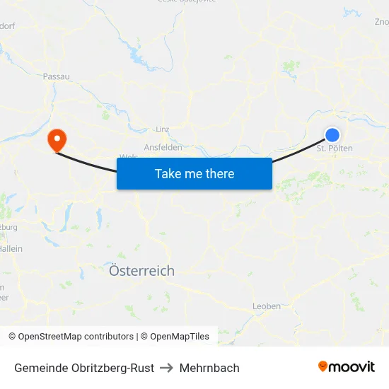 Gemeinde Obritzberg-Rust to Mehrnbach map