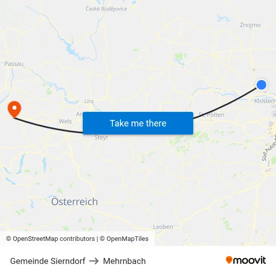 Gemeinde Sierndorf to Mehrnbach map