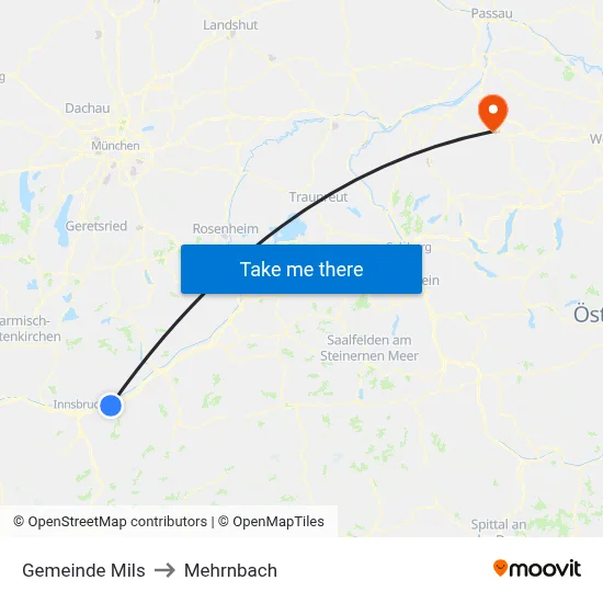 Gemeinde Mils to Mehrnbach map