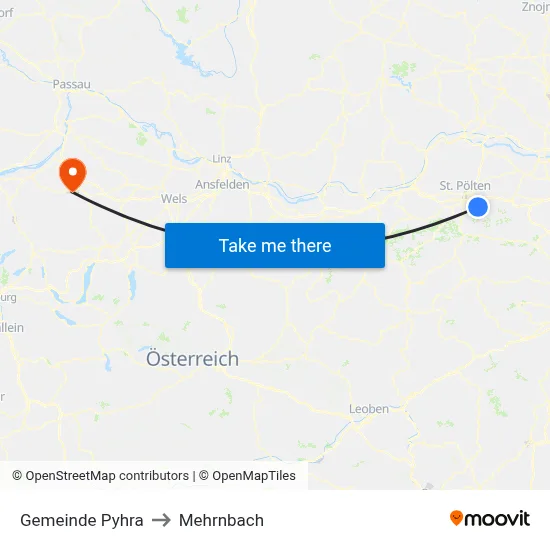 Gemeinde Pyhra to Mehrnbach map