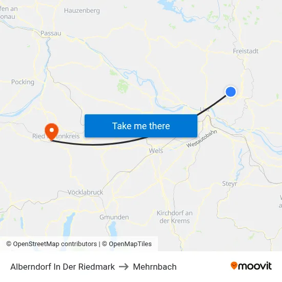 Alberndorf In Der Riedmark to Mehrnbach map