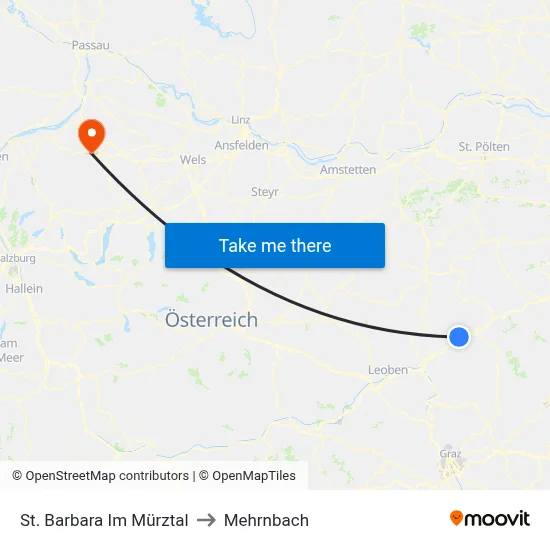 St. Barbara Im Mürztal to Mehrnbach map