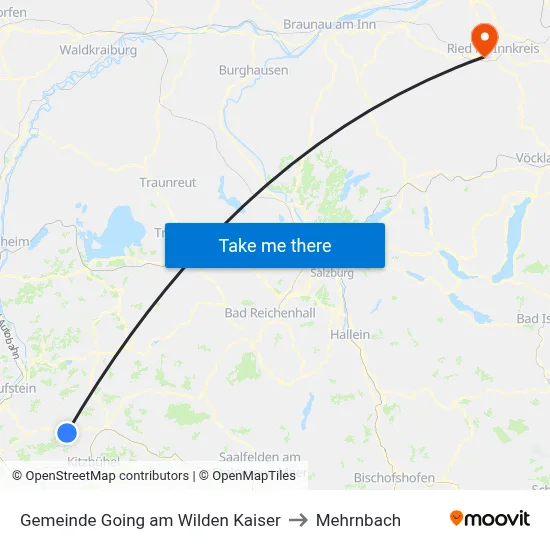 Gemeinde Going am Wilden Kaiser to Mehrnbach map