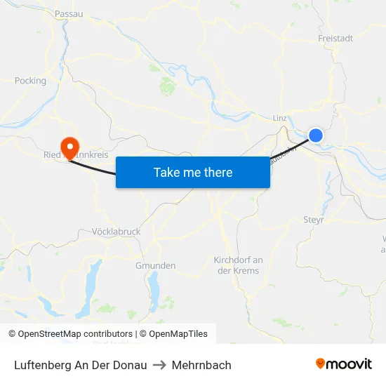 Luftenberg An Der Donau to Mehrnbach map