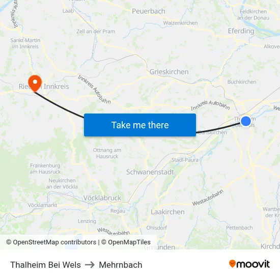 Thalheim Bei Wels to Mehrnbach map