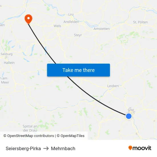 Seiersberg-Pirka to Mehrnbach map