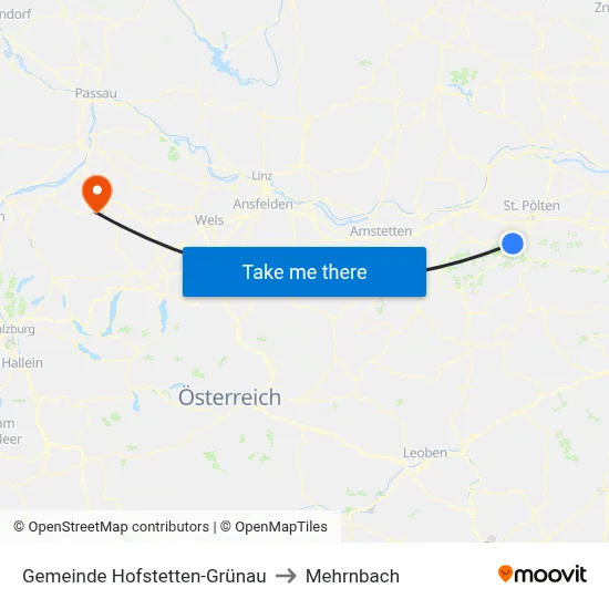 Gemeinde Hofstetten-Grünau to Mehrnbach map