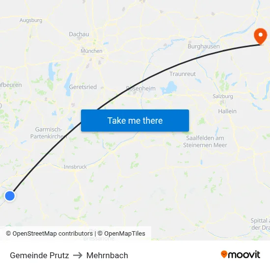 Gemeinde Prutz to Mehrnbach map