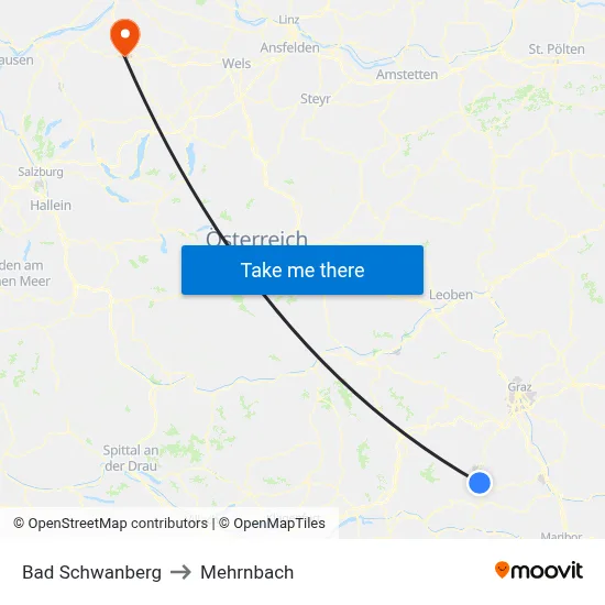 Bad Schwanberg to Mehrnbach map