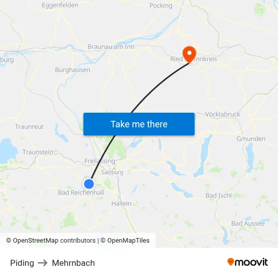 Piding to Mehrnbach map